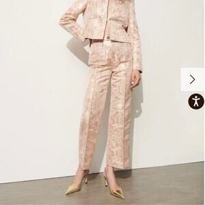 FIGUE Sioban Bronze Gold Metallic Brocade Straight Leg Trouser Dress Pants 8